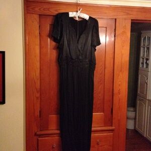 Elegant Black Satin Jumpsuit Sz 12